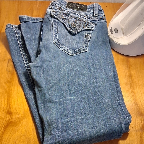Miss Me Denim - Miss Me Blue Boot Cut Jeans with Silver Accents